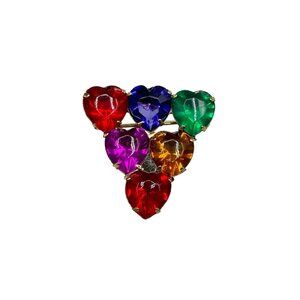 Vintage 90s Heart Shaped Pin Brooch Multicolor Cluster Acrylic Jewelry